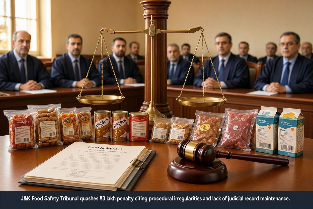 "Judicial Proceeding Without Order Sheet Is Oxymoron": J&K Food Safety Tribunal Sets Aside Rs 3 Lakh Penalty, Flags "Hotchpotch" Proceedings